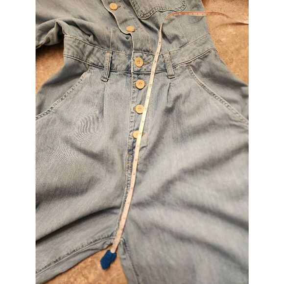 Free People Jumpsuit Marley Denim short sleeves high rise button size xs - Picture 8 of 11